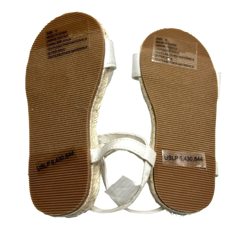 Janie‎ and Jack Toddler Girls Sandals Size 6 White Flower Jute Espadrille